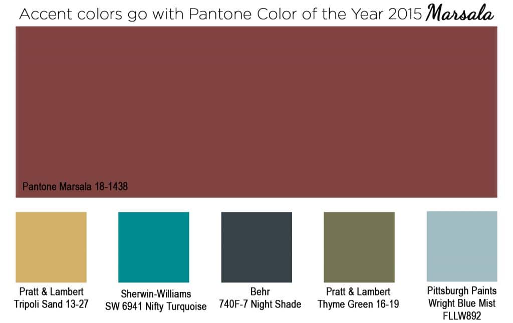 Accent colors to go with Pantone Color of the year 2015 Marsala