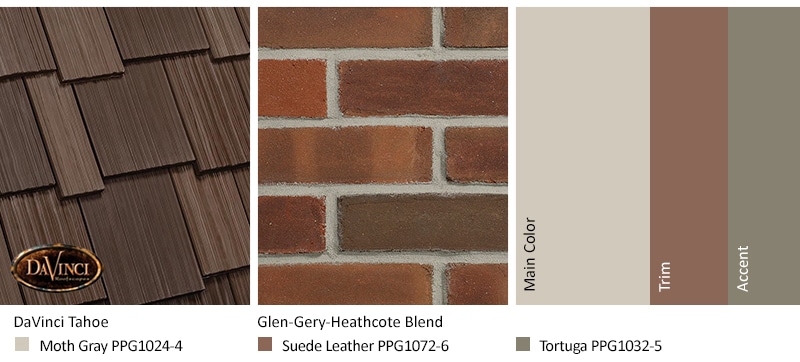 Red Brick Exterior Color Schemes and Multi-Width Shake Tahoe roof