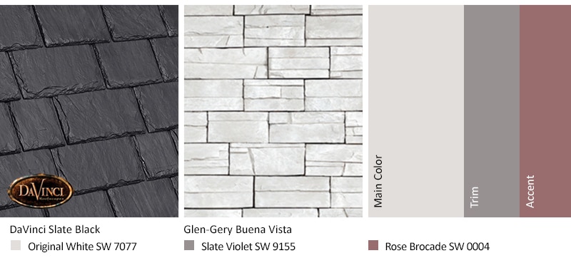 White Stone Exterior Color Schemes with Multi-Width Slate Slate Black