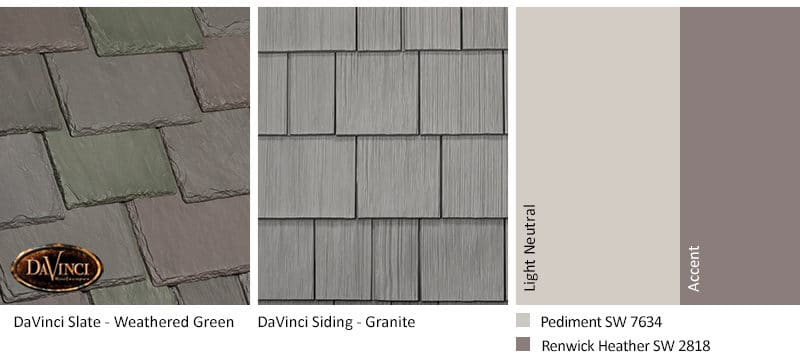 4. Multi-Width Slate – Weathered Green – Granite exterior color schemes shake siding