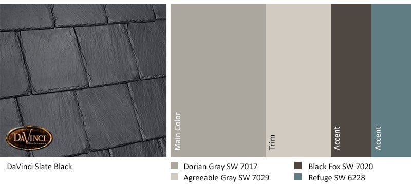 DaVinci Bellaforte Slate Black with Sherwin-Williams Exterior Color Palette