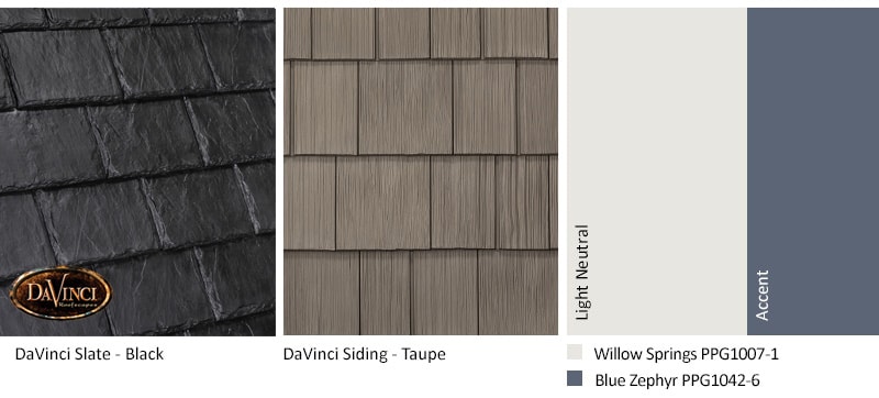 4. Province Slate – Slate Black – Taupe shake siding exterior color schemes