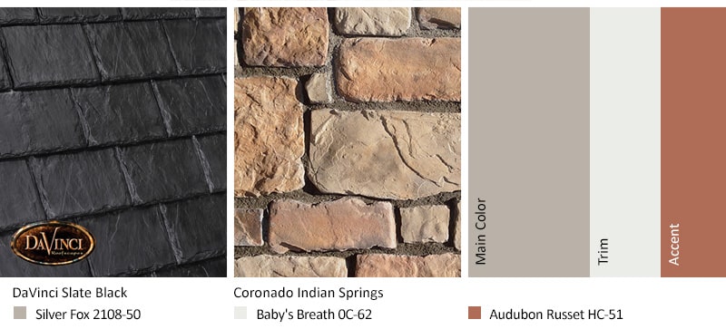 Tan Stone Exterior Color Schemes with Province Slate Slate Black
