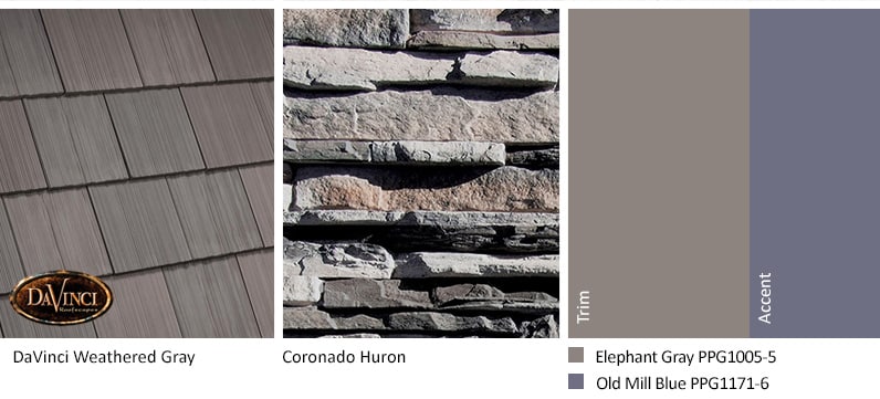 Gray Stone Exterior Color Schemes with Single-Width Shake Weathered Gray